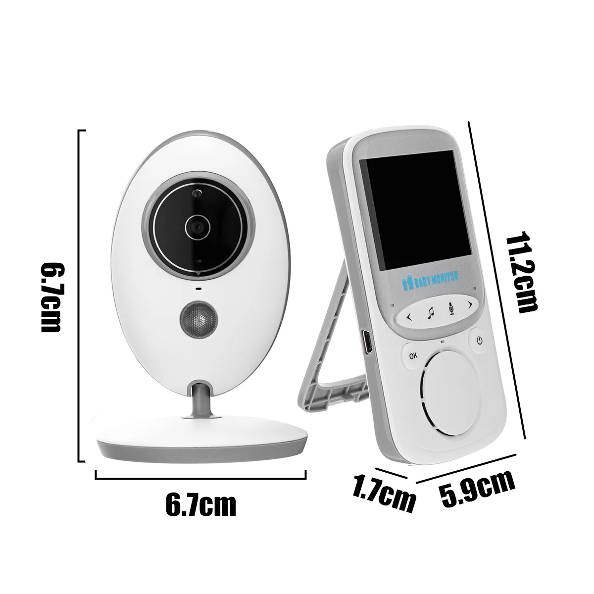 

Wireless LCD Audio Video Baby Monitor 2.4 Inch Color LCD Display Audio Talk Night Vision Video Temperature Monitoring Baby Phone