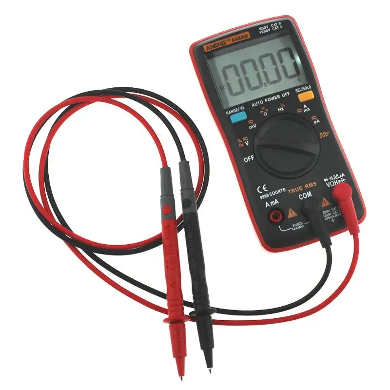 Цифровой мультиметр ANENG AN8008 True RMS 9999 отсчетов прямоугольная подсветка переменный