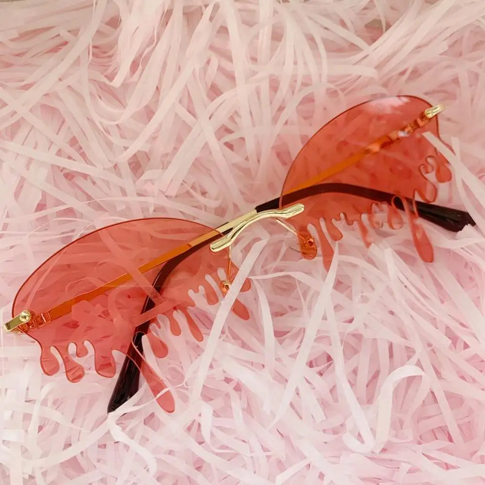 Новые безрамные солнцезащитные очки со слезами для женщин 2020 роскошные