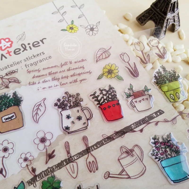 1pc Kids Stickers Potted Plants DIY Scrapbooking Decoration on Laptop Notebook Message Toys for Children Classic | Игрушки и хобби