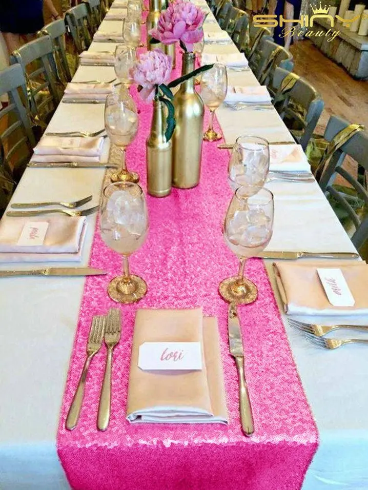 2 шт. блестящая настольная дорожка цвета фуксии 30x180 см s для свадьбы отеля ужина