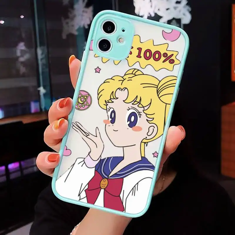 

Sailor Moon Cartoon girl Phone Cases matte transparent For blue iPhone 7 8 x xs xr 11 12 pro plus max mini Clear Funda