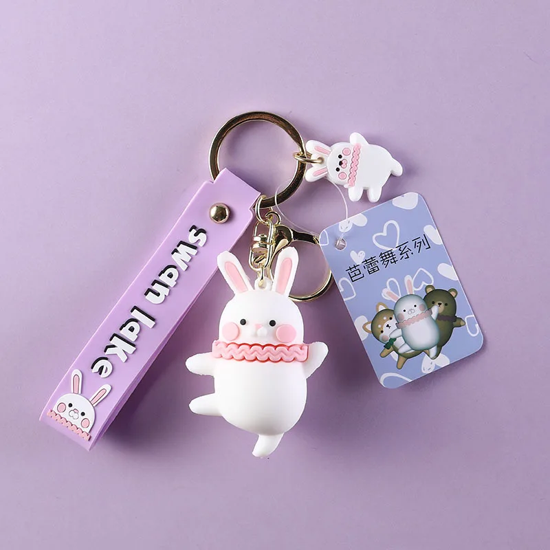 

Ballet Rabbit Keychain Creative Cartoon Rabbit Silicone Toy Key Chains Cute Backpack Keyring Funny Car Pendant Gifts For Woman