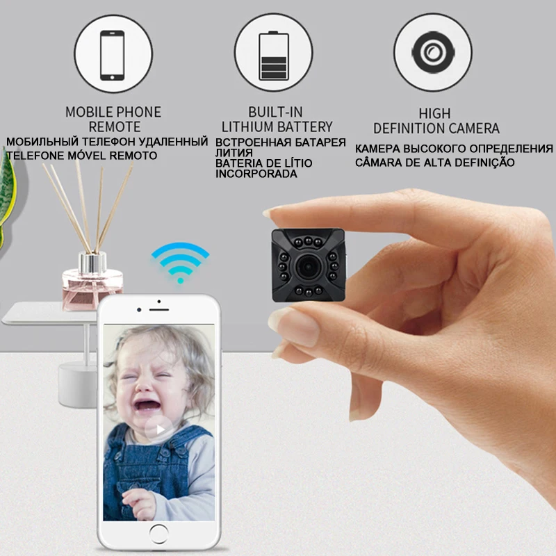 Micro Home Wi Fi беспроводная видео Wai CCTV мини камера видеонаблюдения с Wifi ip няня Camara для