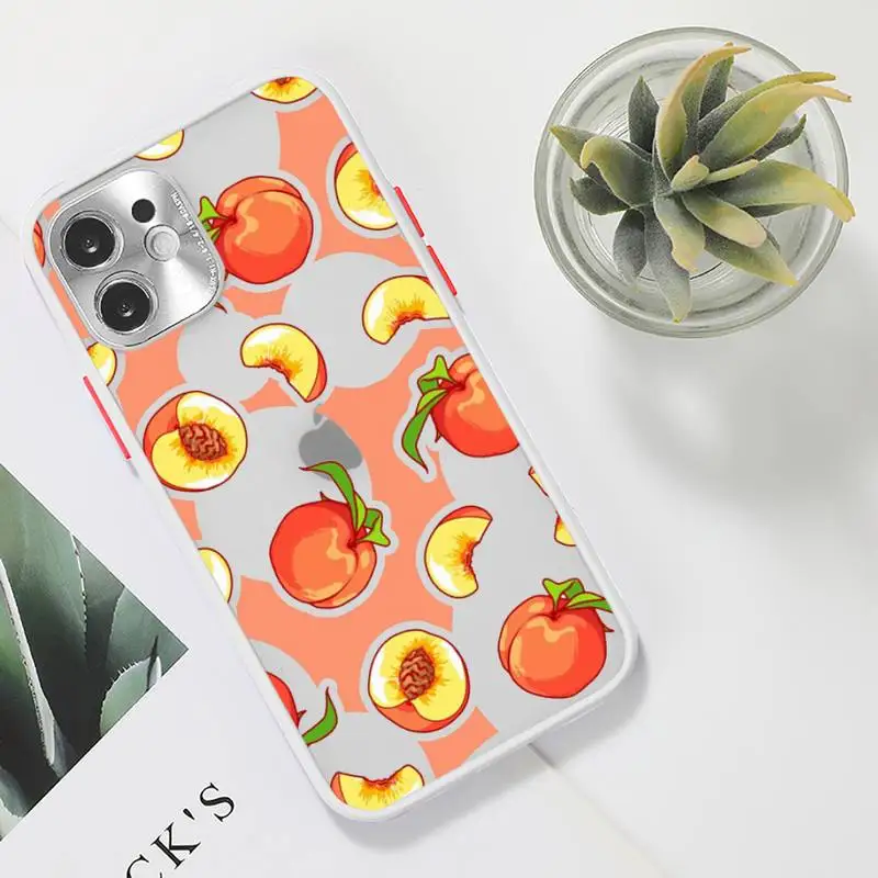 

peach Phone Case Clear matte transparent For white iPhone 7 8 x xs xr 11 12 pro plus max mini Funda