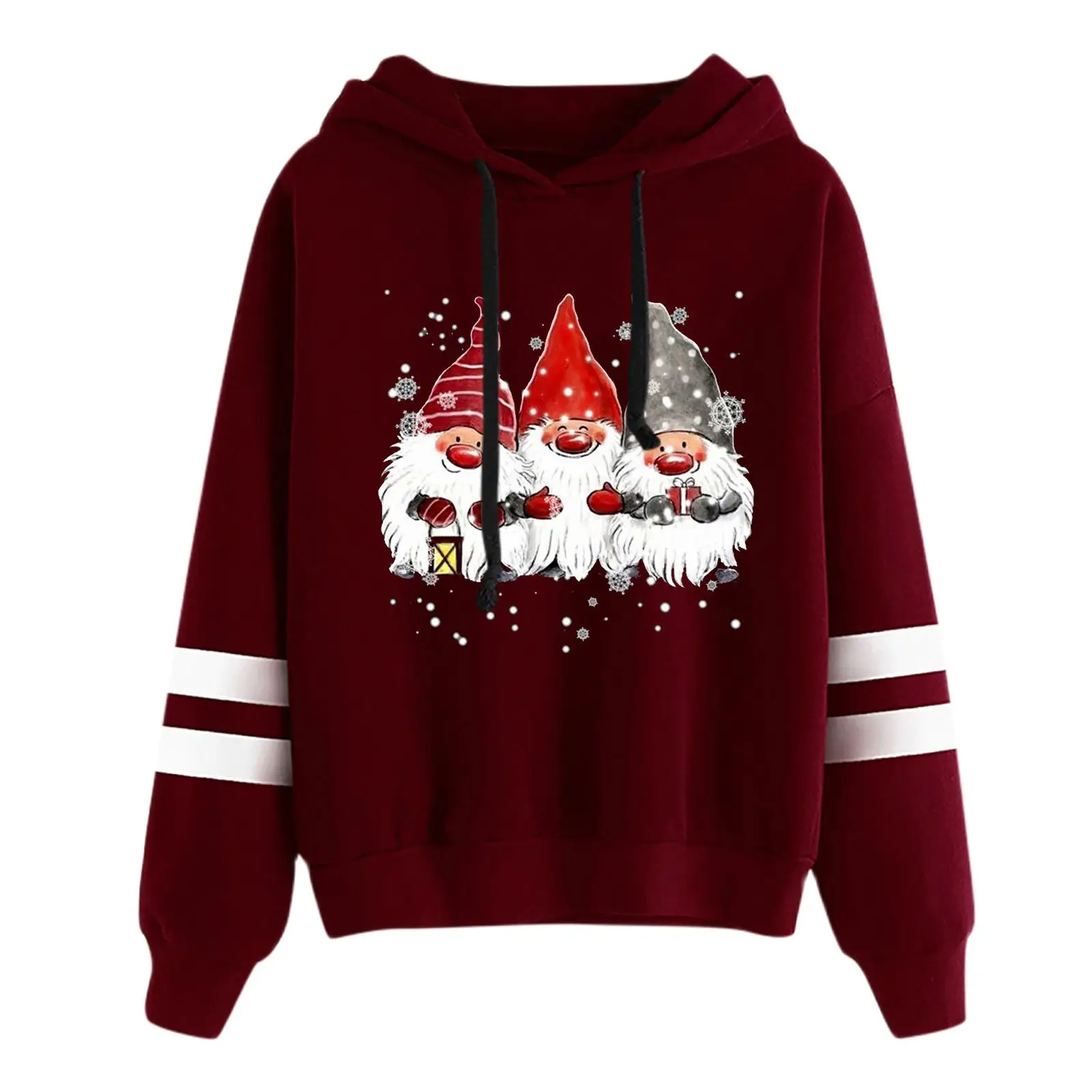 

Christmas women gnome printed long sleeve with hoodie sweaters warm winter hoodies fashion oversized hoodie sweaters