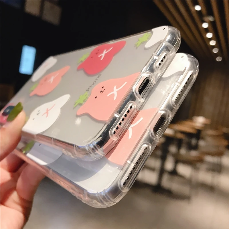 Прозрачный чехол для телефона с милым мультяшным медвежонком и подушкой