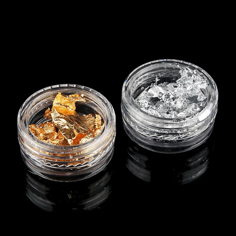 2 Boxes Gold Silver Nail Art Foil Paper Irregular Aluminum Sticker For Nails Manicure 3D Glitter Gel Polish Decoration | Красота и