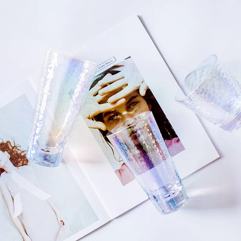 

Радужная стеклянная креативная красочная кружка для воды в японском стиле, домашняя Персонализированная кружка с ионным покрытием и крист...