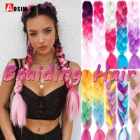 aosi 24inch synthetic kanekalon braiding hair extensions long ombre jumbo braids pink blue african hair accessories for women