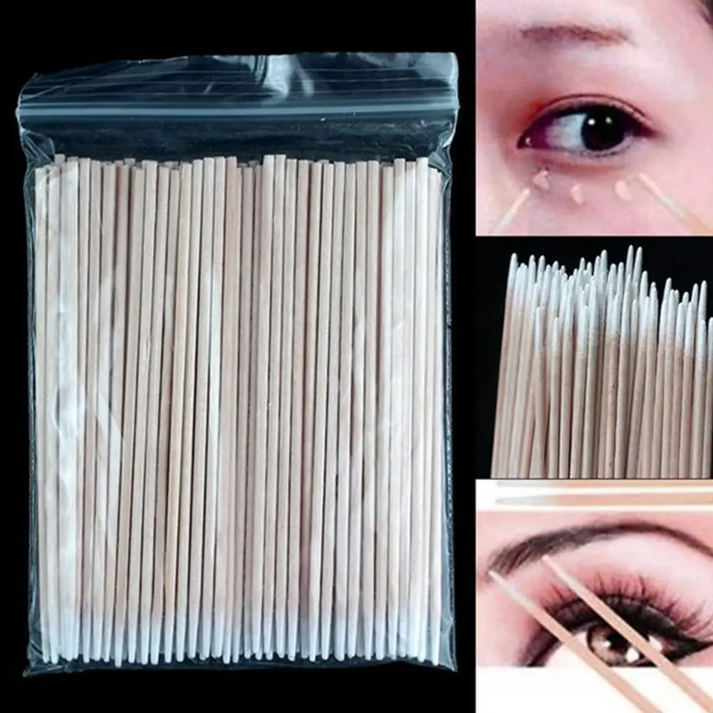 

Disposable Ultra-small Cotton Swab 100pcs Lint Free Buds Extension Swabs Wood Cotton Micro Eyelash Glue Removing Tools Brus X1A2
