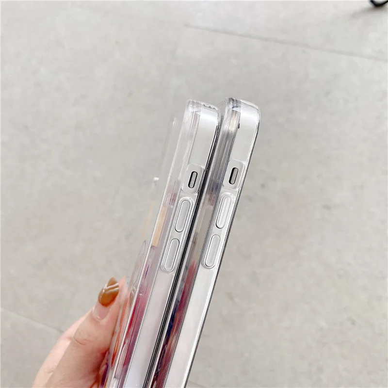 

Liquid quicksand Cartoon Cute label Phone Case For iPhone 12 Mini 11 Pro Max XR XS Max 7 8 Plus X SE20 Clear Soft Silicone Cover