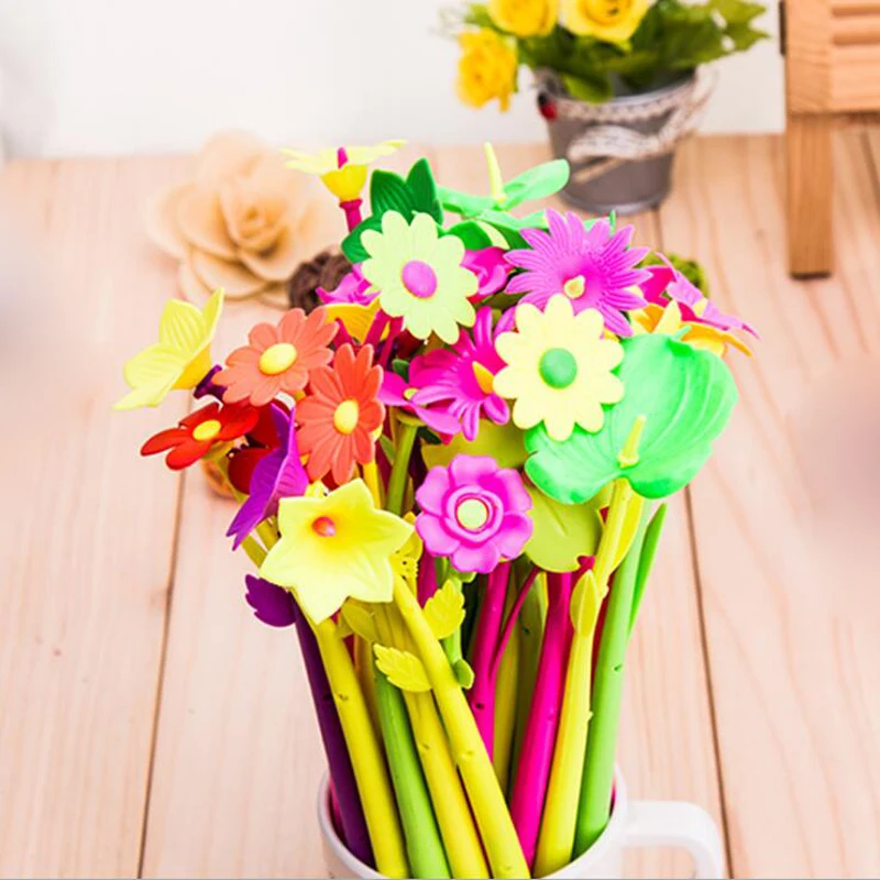 

3 шт. новые Ароматические Цветы 0,5 мм черные красные синие чернила стандартные школьные принадлежности призовые школьные ручки канцелярски...