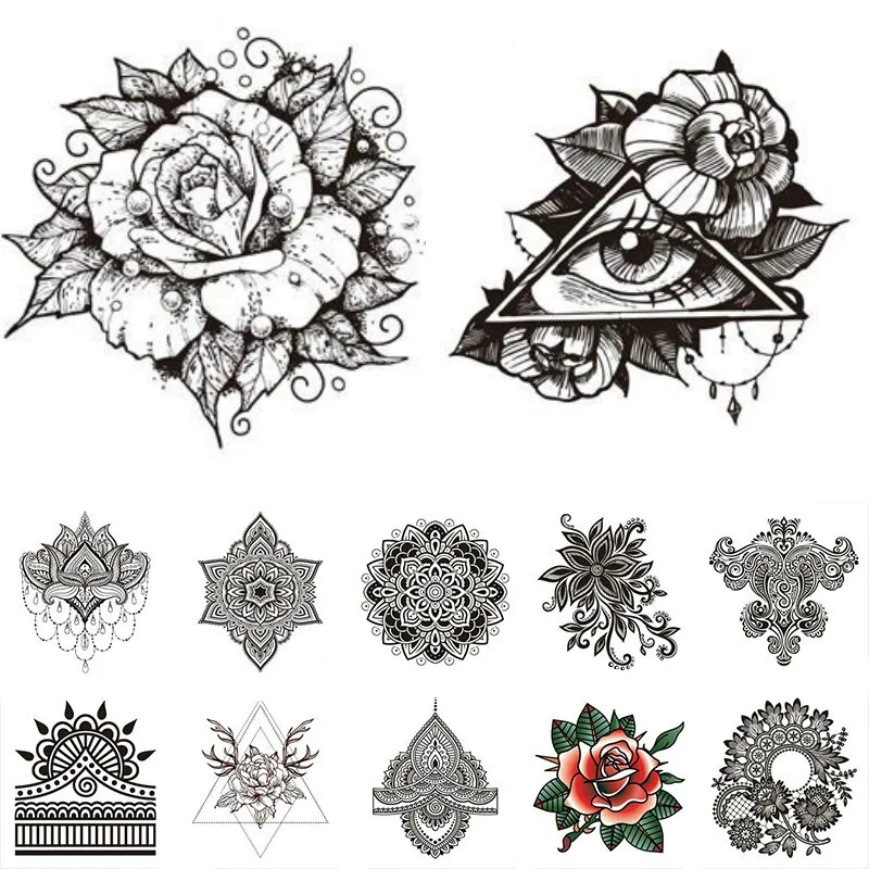 CD friendly waterproof Henna flower Indian styles hand back tattoo stickers 80cm National dance show body tattoo stickers 500pcs