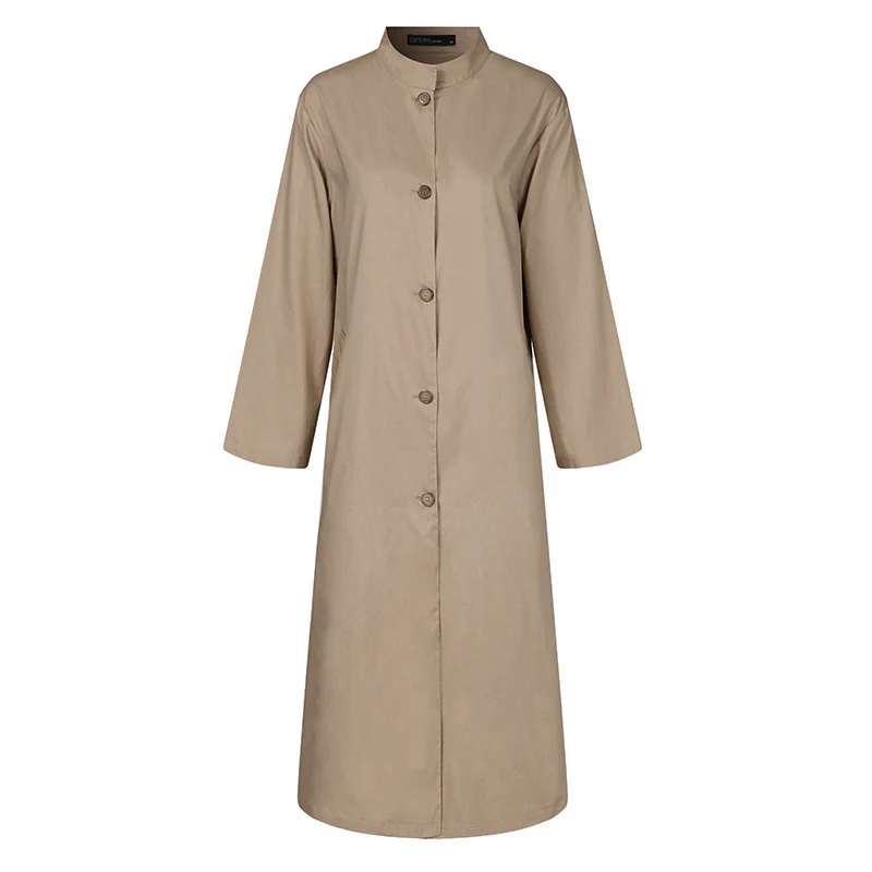 

ZANZEA Women Autumn Long Sleeve Buttons Windbreaker Casual Thin Coat Solid Loose Jackets Long Cardigan Oversized Vintage Outwear