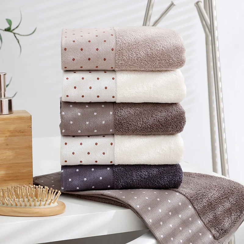 2pcs 34*74 cm Face towel Super soft long stapled cotton face excellent water-absorbing quality dots pattern | Дом и сад