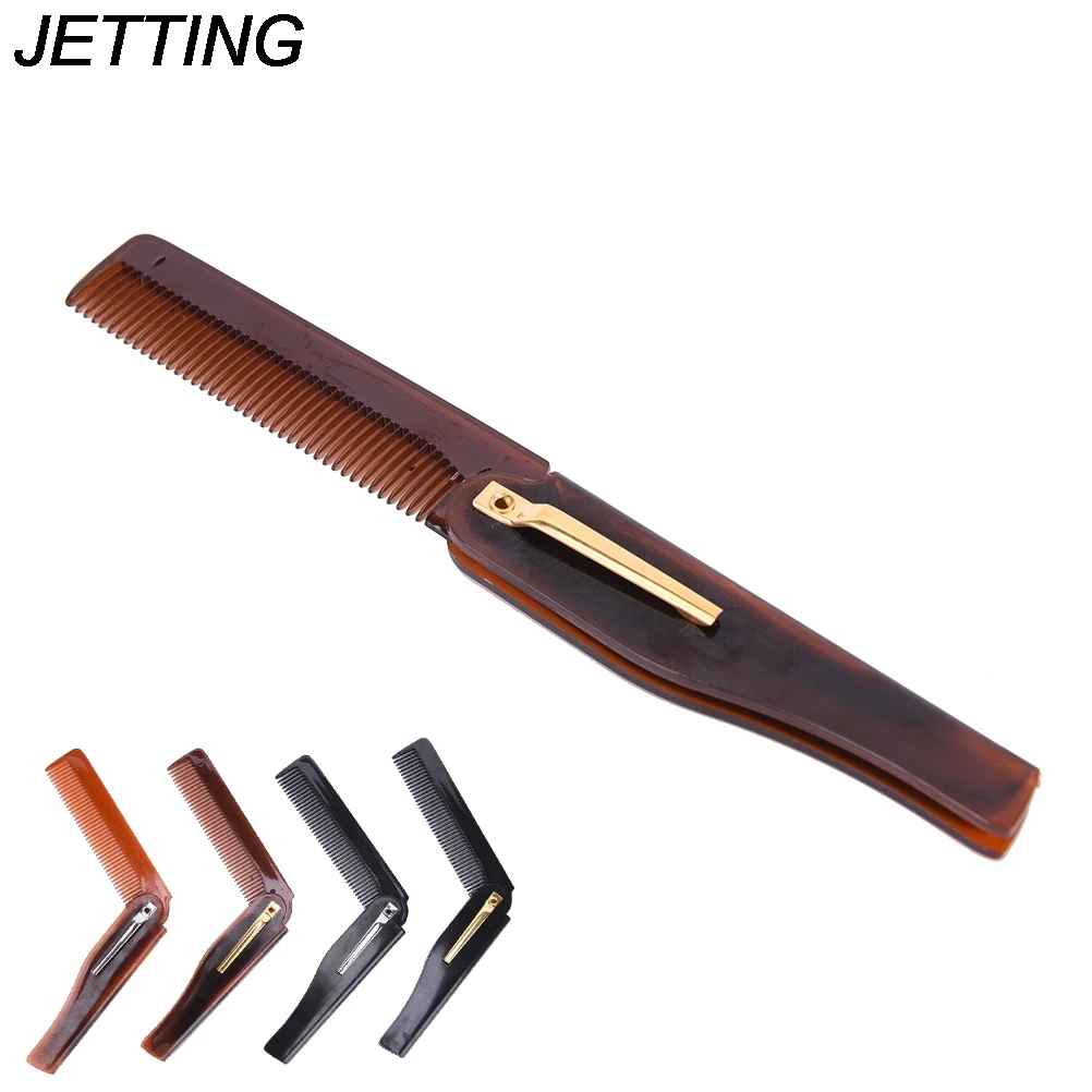 

2019 New Portable Foldable Hair Comb Pocket Clip Hair Moustache Beard Comb Hair Styling Tool Hairdressing Comb For Men Women