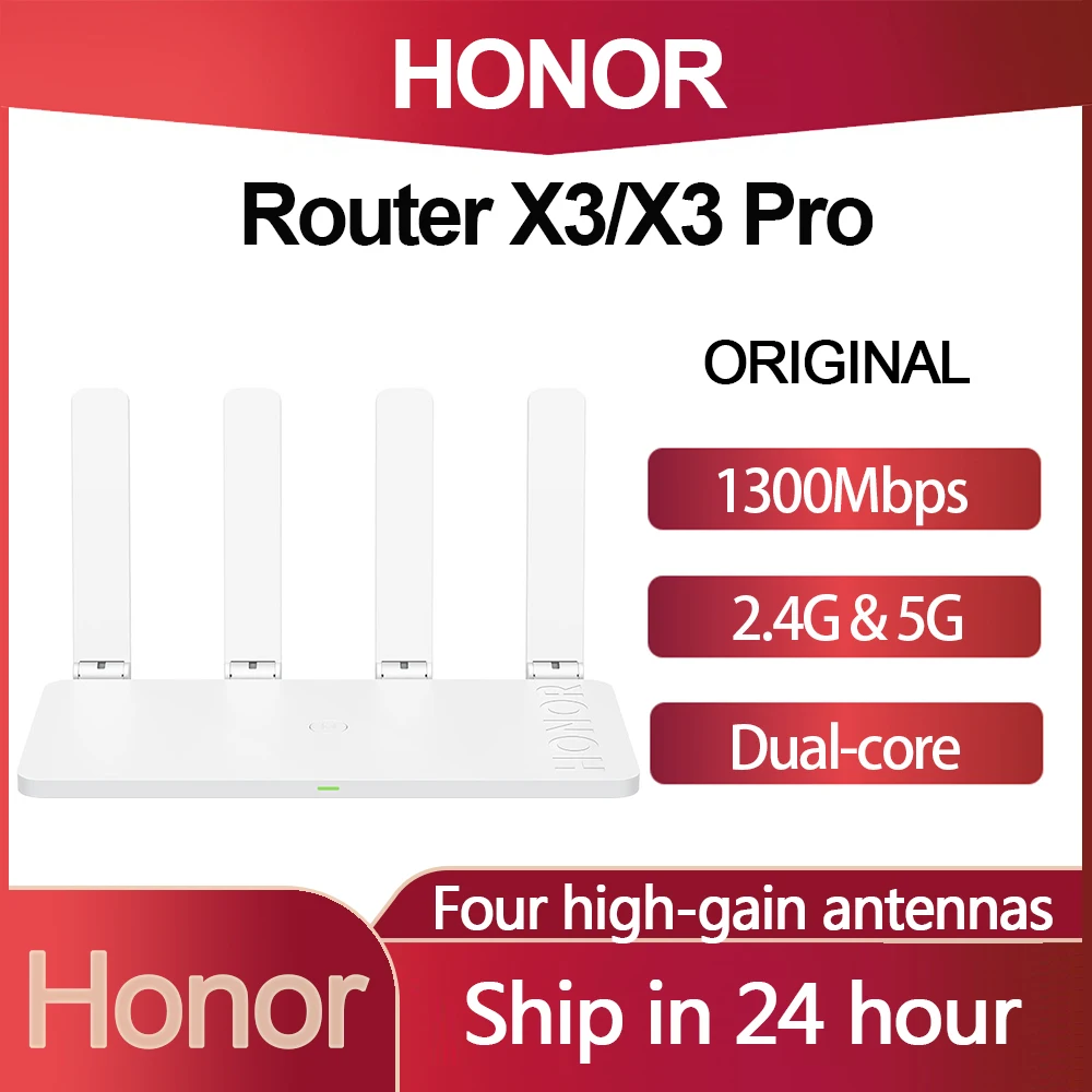 

Беспроводной маршрутизатор Honor Router X3 /X3 Pro, 1300 м, двойной гигабитный, 2,4 ГГц/5G, Wi-Fi с 4 антеннами с высоким коэффициентом усиления, через стену, в...