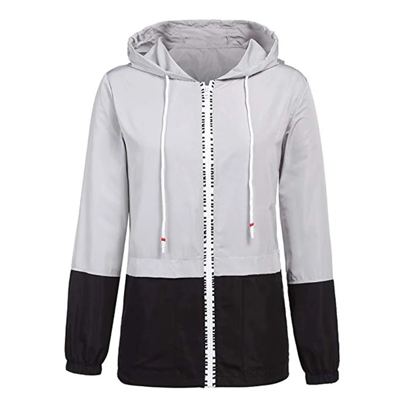 Весенне-осеннее спортивное пальто с капюшоном женское модное лоскутное тонкое