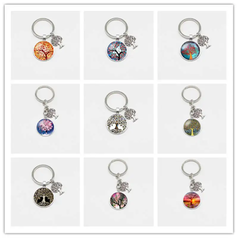 Модный шарм ретро-жизнь брелок с деревом стекло искусство выпуклый кулон DIY