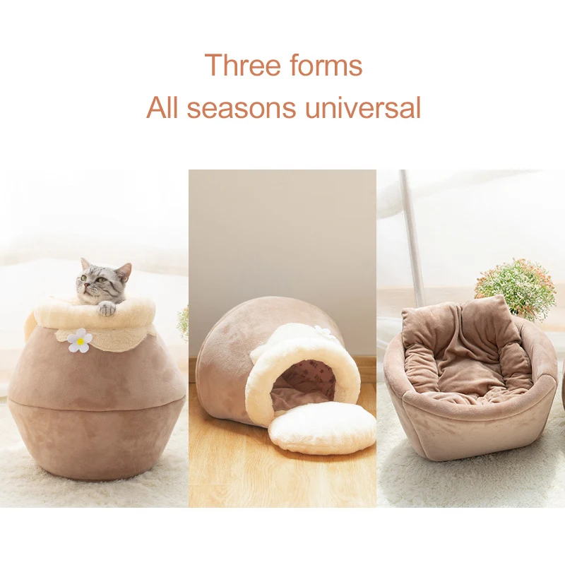 Саморазогревающийся 3 в 1 складной закрытый домик для кошек удобный спальный