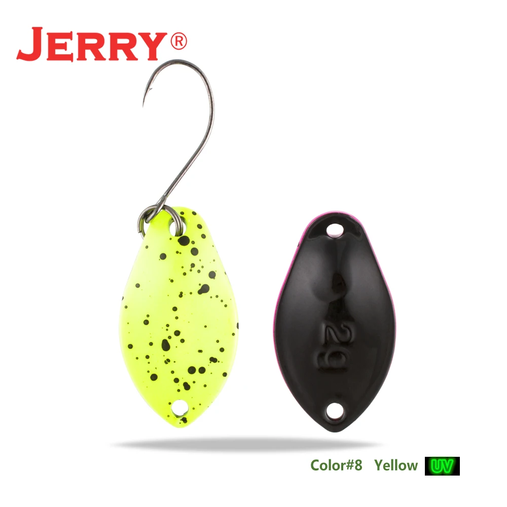 yellow Jerry 2 г 3 г микро форели ложки сверхлегкие латунные рыболовные ложки один крючок Пресноводные металлические приманки зона окуня для ловли щуки pesca - Цвет: yellow