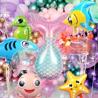 under sea cute animals balloons cartoon shark starfish baby shower kids birthday party wedding balloons decor ocean world animal