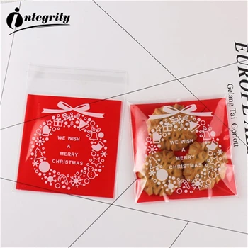 {D& P 100pcs 10X10+ 3 см Рождество печенья конфеты упаковки хлеба самоклеящаяся Пластик печенье закуски выпечка посылка милые сумки через плечо - Цвет: CUTE 22