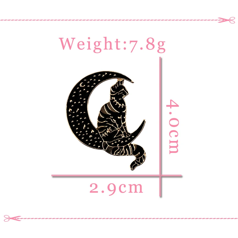 Эмалированные булавки Witch Cat Custom Moon Black and White броши кошки с отворотом сумки Craft Badge
