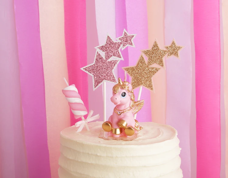 Бездымная Свеча в форме лошади единорог свеча торт Топпер детский душ Крещение
