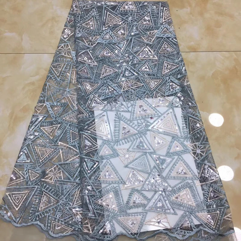 

Lace Fabric For Dresses 2020 New Fashion Triangle Geometry Pattern Embroidery With Beads Sequins For Casual Lady Dress Best Sale