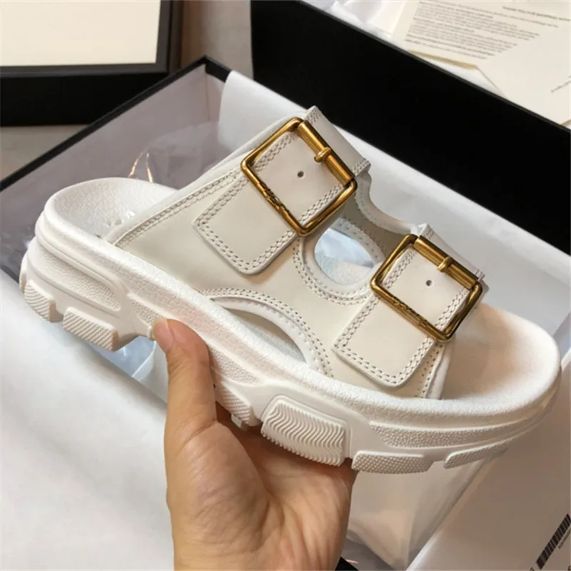 

Belt Buckle Platform Roman Style Women's Sandals Summer Luxury Designer Female Chunky Slippers Outdoor Sports Flat Men's Shoes