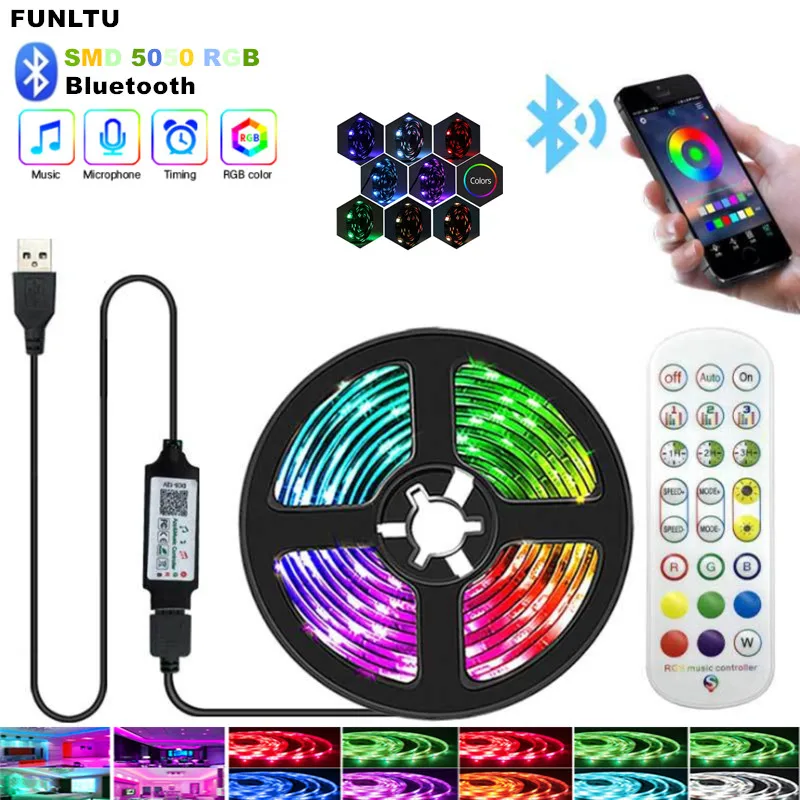 

Waterproof RGB Bluetooth USB LED Strip Light SMD5050 LED Lights Flexible LED Lamp Tape Ribbon RGB TV Desktop Diode Tape