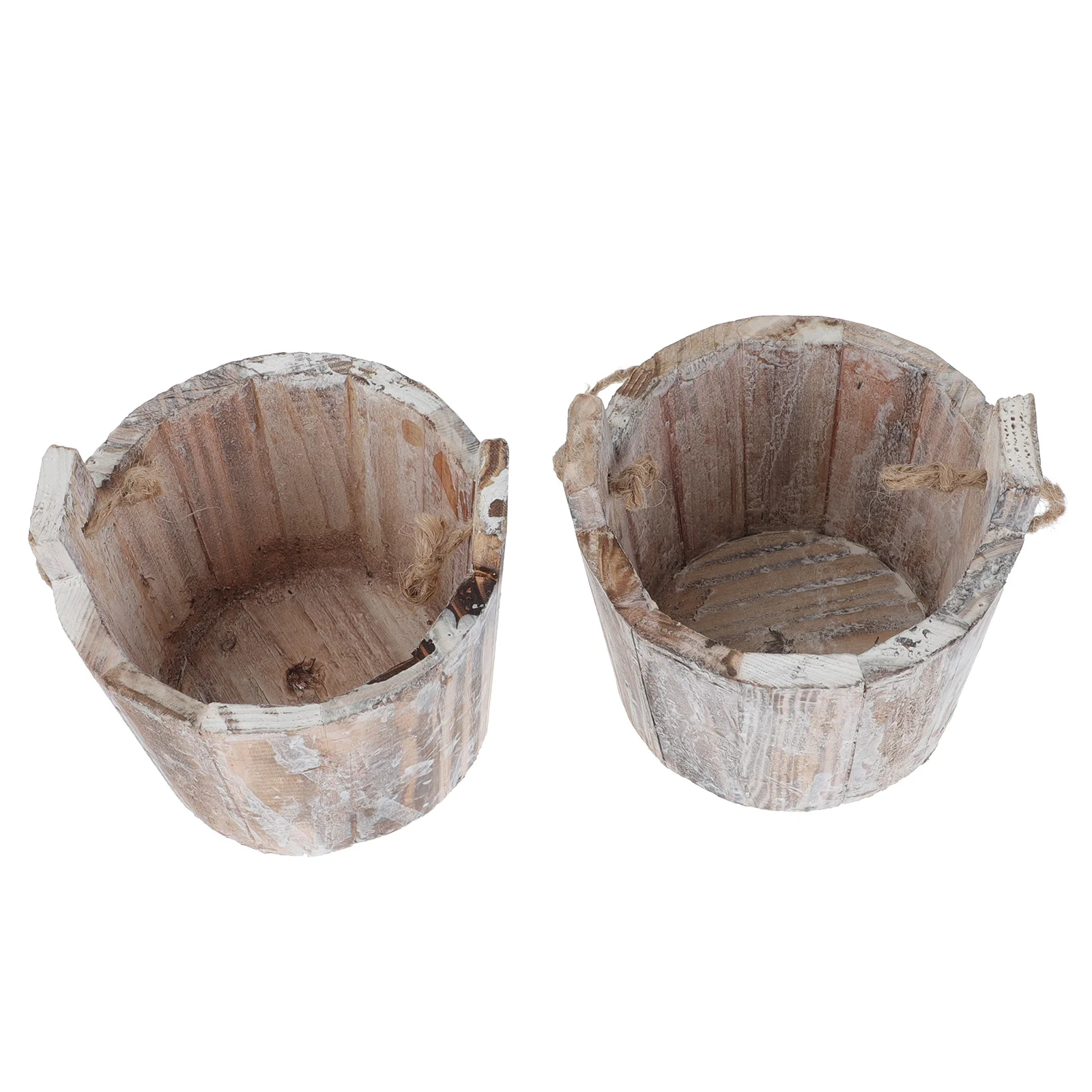 

2Pcs Practical Wooden Flowerpots Hanging Succulent Planter Retro Garden Decors
