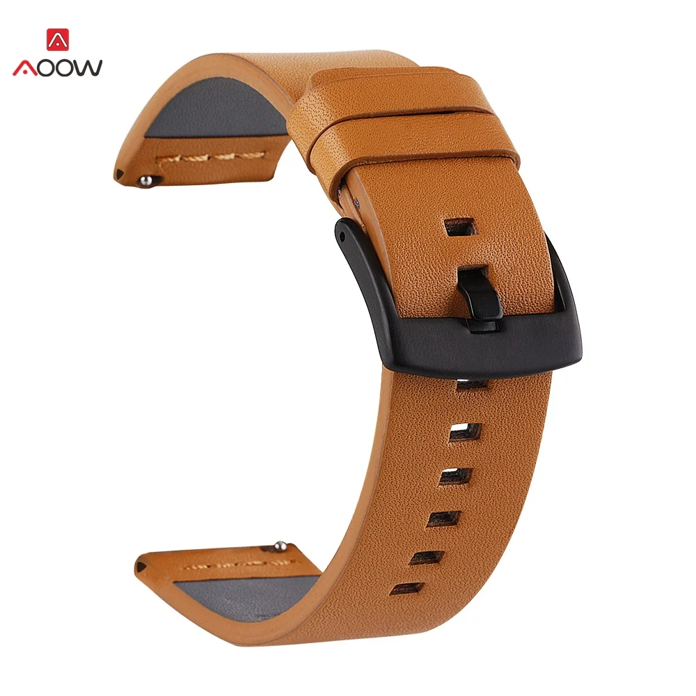 Кожаный ремешок для часов samsung Galaxy Watch Active2 S2 S3 Amazfit huawei GT 2 быстросъемный браслет ремешок 20 мм 22 мм 24 мм