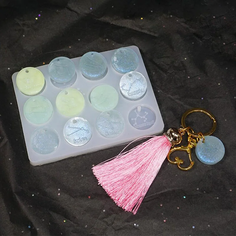 

12 Constellation DIY Resin Crystal Epoxy Pendant Silicone Mold Handmade Necklace Pendant