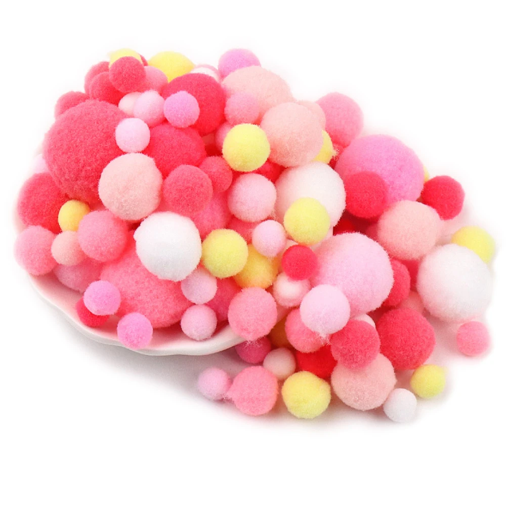 

10mm To 30mm Multi Size Mix Colors Pompom Fur Craft DIY Soft Pom Poms Balls Wedding Decoration Glue on Cloth Accessories