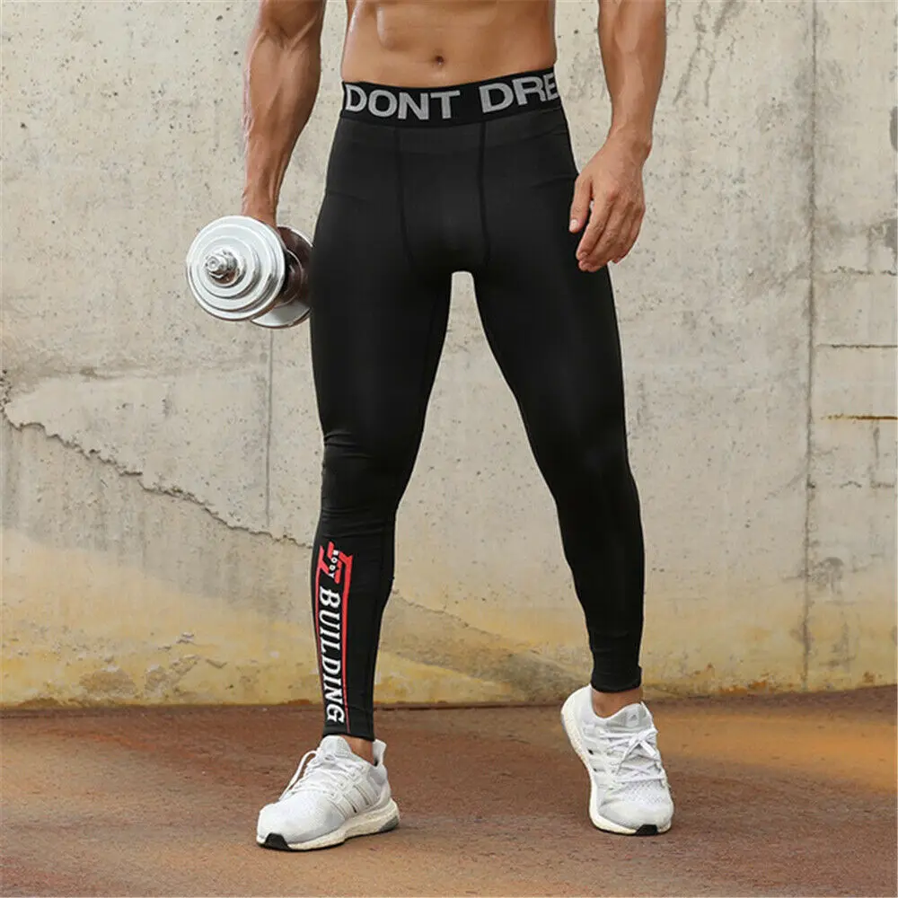 

Mens Legging GYM Workout Compression Running Sports Long Pant Tight trousers