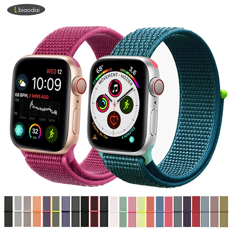 Нейлоновый ремешок для Apple Watch 42 мм 38 мм iWatch 4 ремешка 44 мм 40 мм Браслет спортивная петля ремешок для часов ремень для часов дышащий 5 4 3 2 1