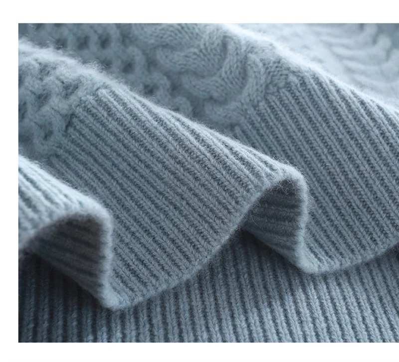 High collar cashmere sweater female thick loose pullover twisted knit bottoming large size women's clothing | Женская одежда