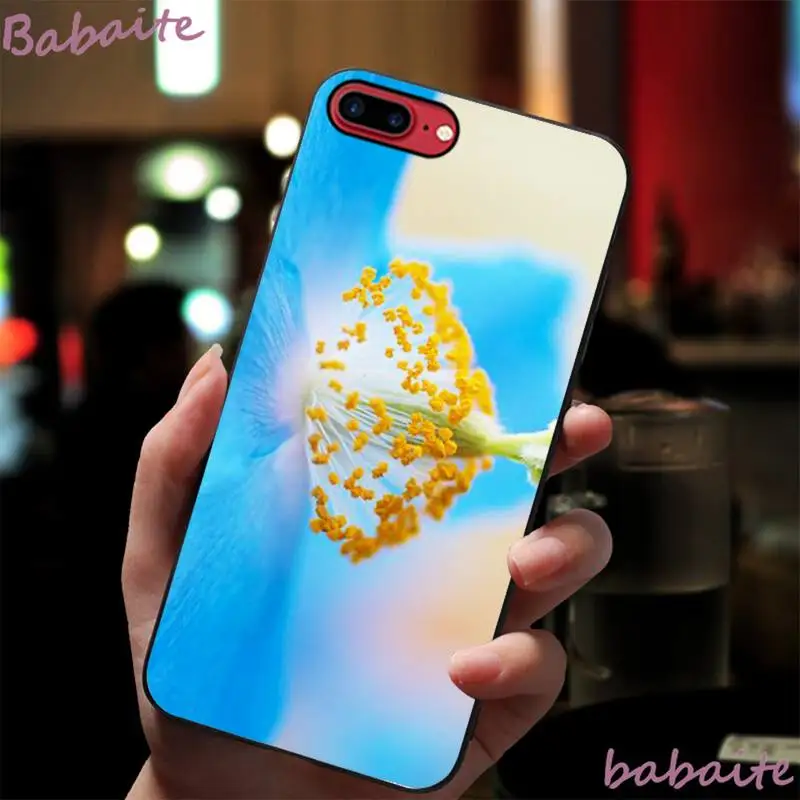 

Babaite Meconopsis blue flower Custom Soft Phone Case for iPhone 8 7 6 6S Plus X XS MAX 5 5S SE XR 11 11pro promax