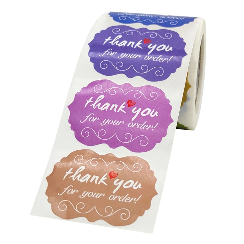 

R7RC 250Pcs/Roll Sealing Thank You Label Stickers, Color Bronzing Mailing Stickers for Baking Biscuit Box Decoration