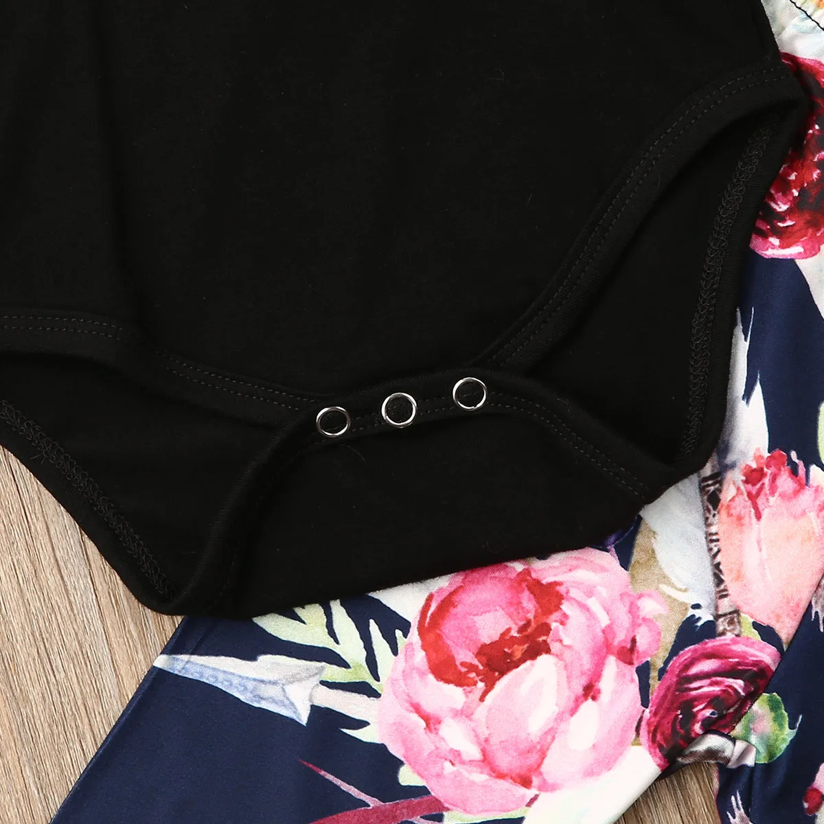 

Newborn Baby Girl 0-24M Flower Fly-Sleeve Bodysuit Pants Autumn Clothes 3PCS