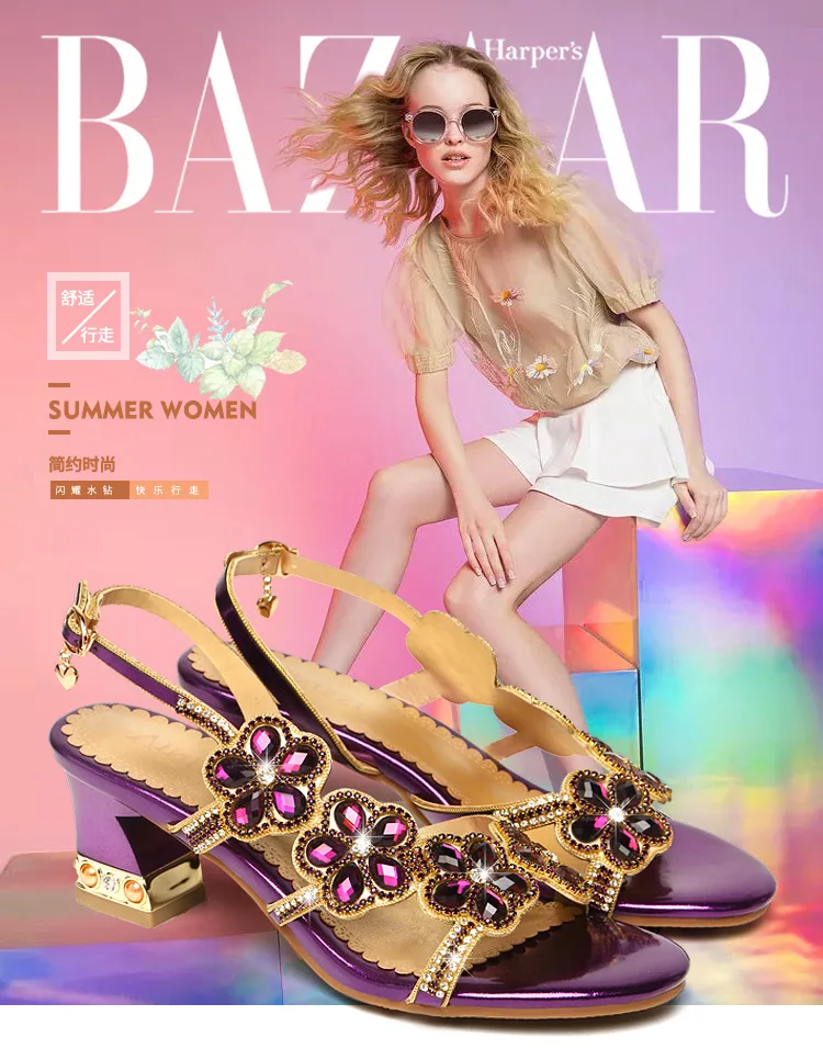 Модные женские сандалии с кристаллами и стразами Новинка лета 2021 стразы на