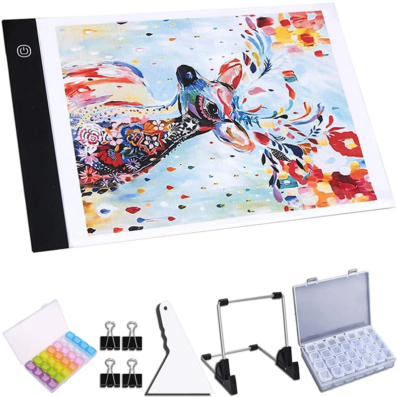 

A4 LED Light Pad for Round Diamond Painting Set, USB Powered 5D Diamond Embroidery Accessories Light Board Tools Kit