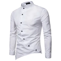 2020 fashion long sleeve dress shirt for men mandarin collar party tuxedo shirt men slim fit
