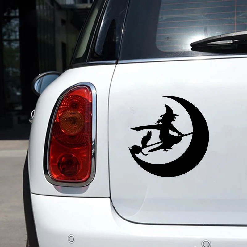 

Fashion Witch Flying On Broomstick Car Stickers Motorcycles Bumper Rear Windshield Cover Scratch Decals Accessory KK16*16cm