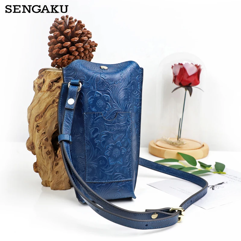 

Vintage Genuine Leather Women Shoulder Bag Portable Storage Ladies Crossbody Messenger Bag Organizer Phone Pocket For Female