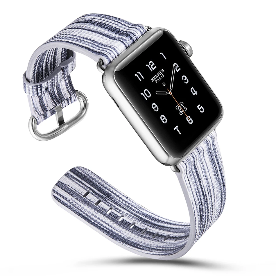 FOHUAS, Национальный стиль, окрашенный кожаный ремешок для часов Apple Watch, цветной узор, наручные часы, браслет для iwatch 42, 38 мм