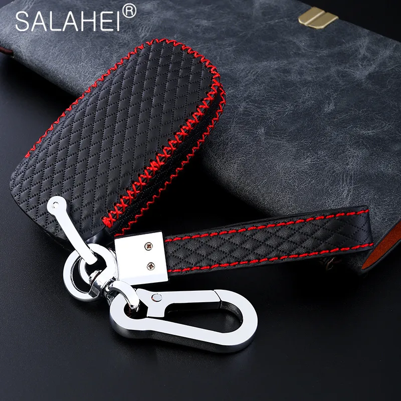 

Leather Remote Control Car Keychain Key Cover Case For Ford Focus MK3 MK4 Kuga escape ecosport New Fiesta Smart Key Keychain